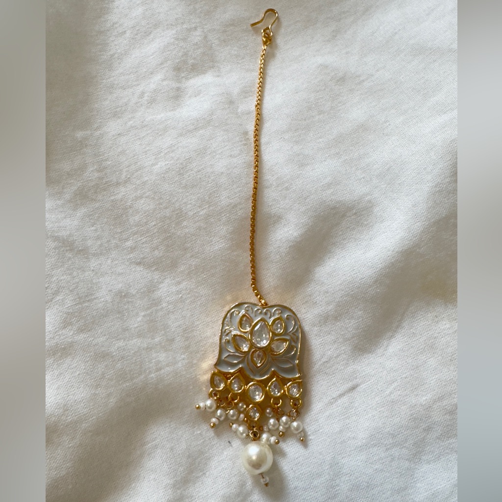 Brand New Antique Finish Kundan Beaded Indian Pakistani Mang Teeka From Tiara 90$